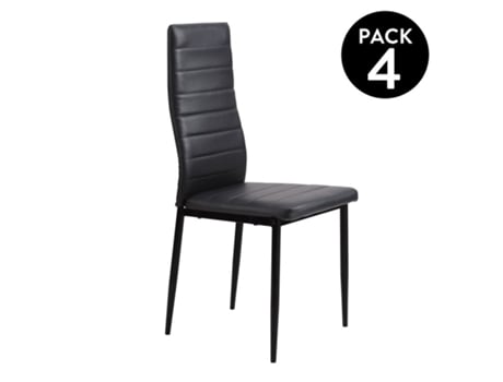 Conjunto de 4 Cadeiras DUEHOME (Preto - Polipele, Metal - 44 cm x 98 cm x 43 cm)
