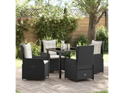 Vidaxl Conjunto de Jantar para Jardim 5 Pcs Preto Vime Pe