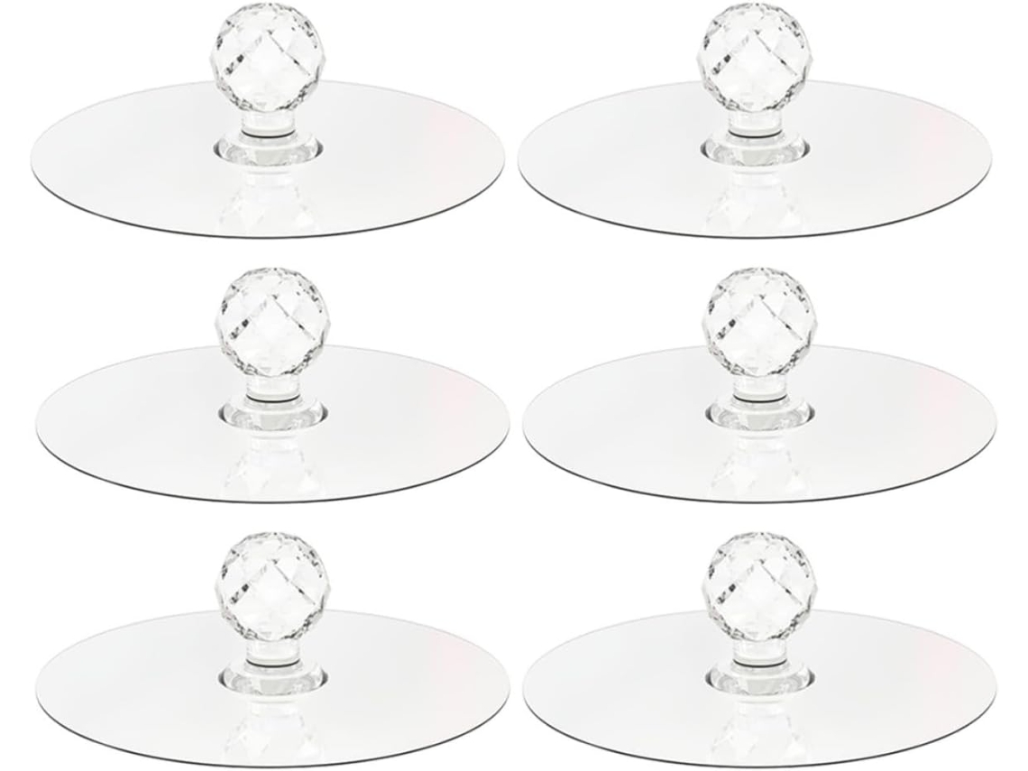 Conjunto De 6 Puxadores Decorativos Acrílico Para Gavetas E Armários, Com Detalhes Em Cristal