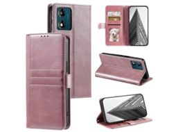 Capa De Celular Simples Em Couro Com 6 Compartimentos Para Cartões Para Motorola Moto E14