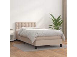 Cama Com Molas/colchão 90x190 Cm Couro Artificial Cappuccino