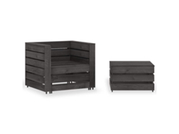 Vidaxl 2 Pcs Conjunto Lounge Jardim Em Paletes Pinho Impregnado Cinza