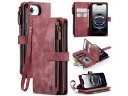 Capa De Celular De Couro Com Zíper E Compartimentos Para Cartões Caseme C30