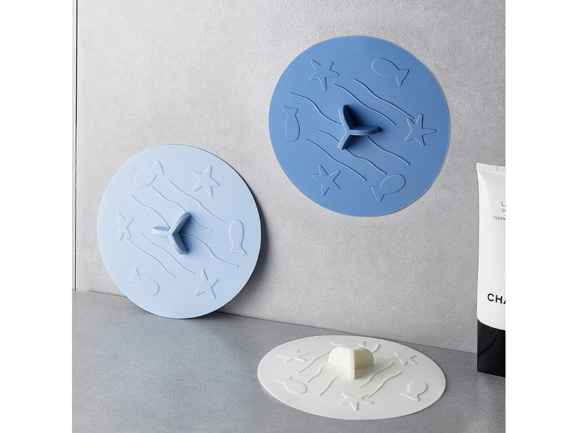 Conjunto De 3 Tampões Universais Para Pia, Com 15 Cm De Diâmetro (branco, Azul Claro E Azul Escuro).