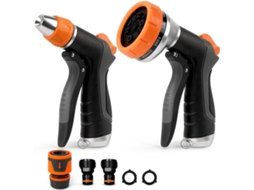Conjunto De 2 Pistolas De Rega De Alta Pressão, 10 Modos + 2 Jatos Ajustáveis, Multifunções Para Jardim