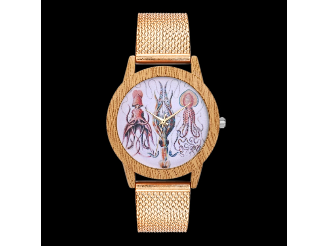 Reloj De Pulsera Unisex De Cuarzo Con Correa De Malla Patrón Único (oro Rosa)
