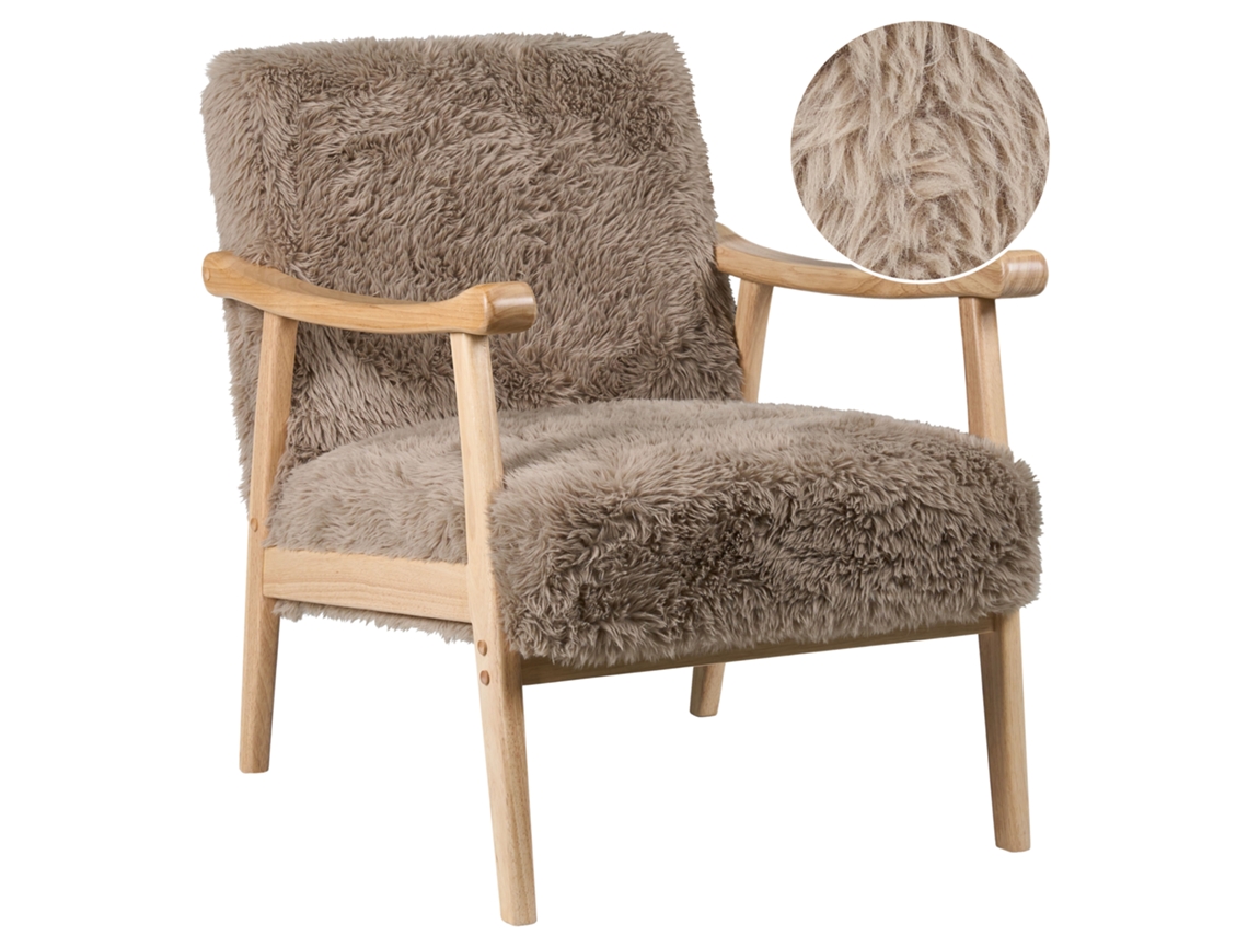 Poltrona Beliani Leknes De Pelo Sintético Taupe 66x74x79