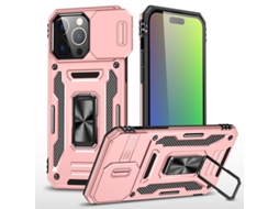 Capa Para Iphone 17 Pro, Com Suporte De Anel E Suporte Magnético Para Carro, Capa Protetora Resistente Para Celular (rosa)