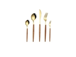 Conjunto De Utensílios De Mesa Portuguesa 5 Peças Dourado Embalagem De Presente