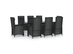 Garden Dining Set, Garden Dining Sets Vidaxl Preto Rattan / Vime (mesa Com 200 Cm De Comprimento)