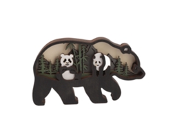 Ornamentos de Panda de Madeira com Gravuras 3d Oca