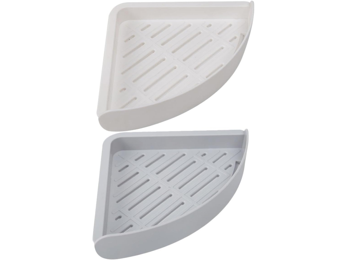2 Peças De Suporte Canto Triangular Impermeável Em Pp Para Banheiro, Prateleira Leve Para Montagem Na Parede, Ideal Para