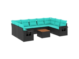Conjunto de Sofá Jardim 3 Peças Almofadas Rattan Sintético MAISON EXCLUSIVE