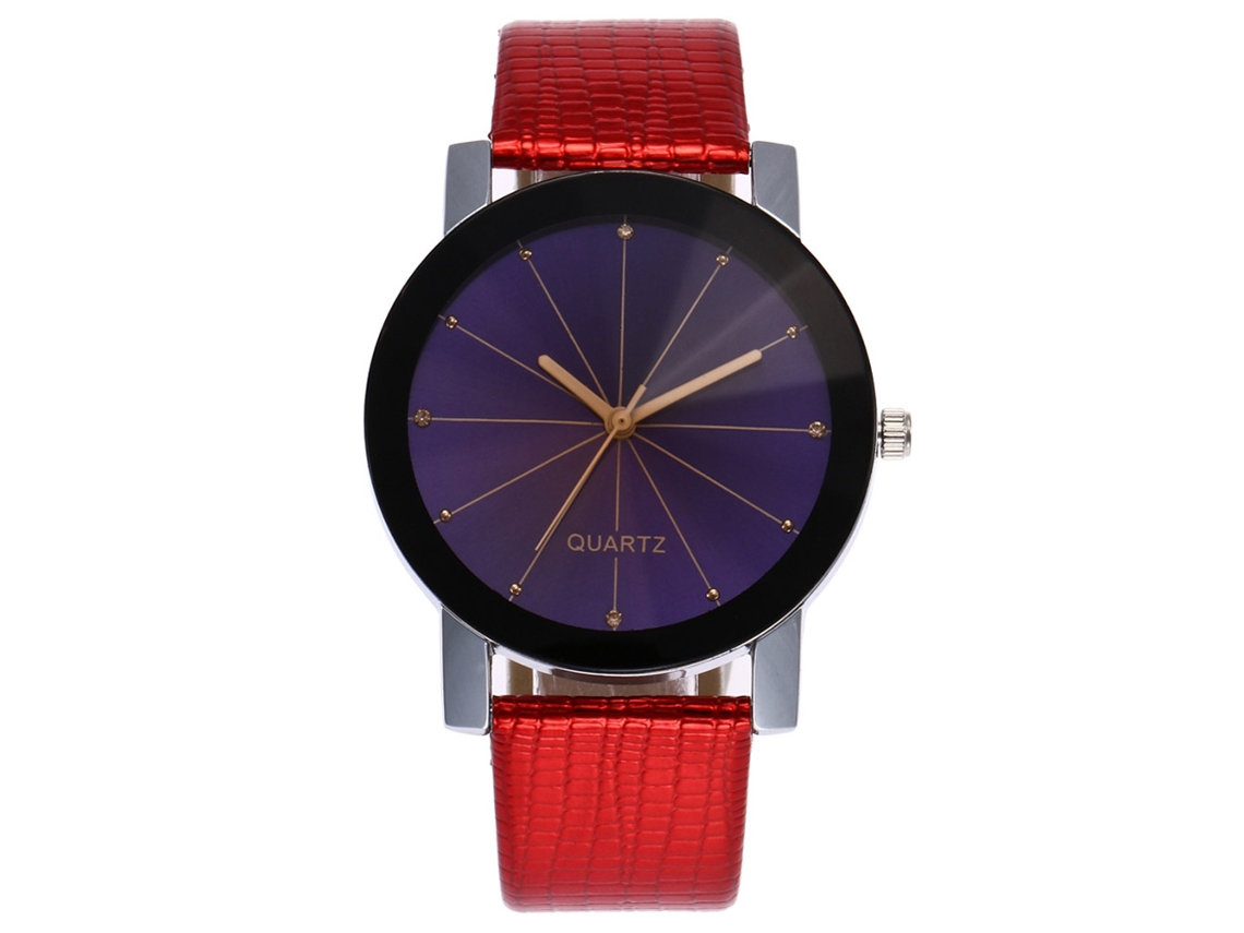 Reloj De Pulsera Unisex Estilo Simple Cuarzo Correa Pu Casual Rojo