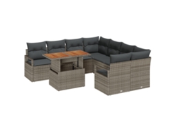 Conjunto 9 Conjunto De Sofá De Jardim Vidaxl Cinzento Vime Pe (100 X 55 X 73 Cm)