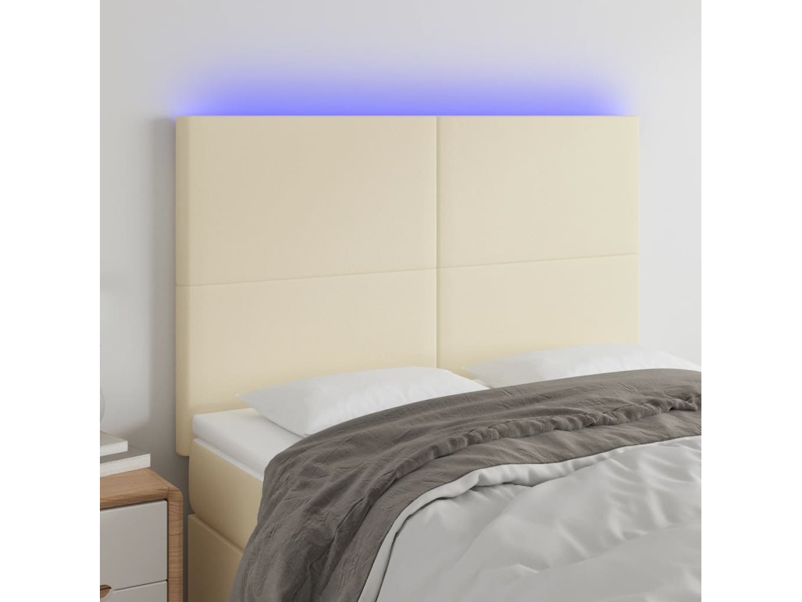 Led Headboard, Led Headboards Vidaxl Creme Couro Artificial (144 X 5 X 118/128 Cm)