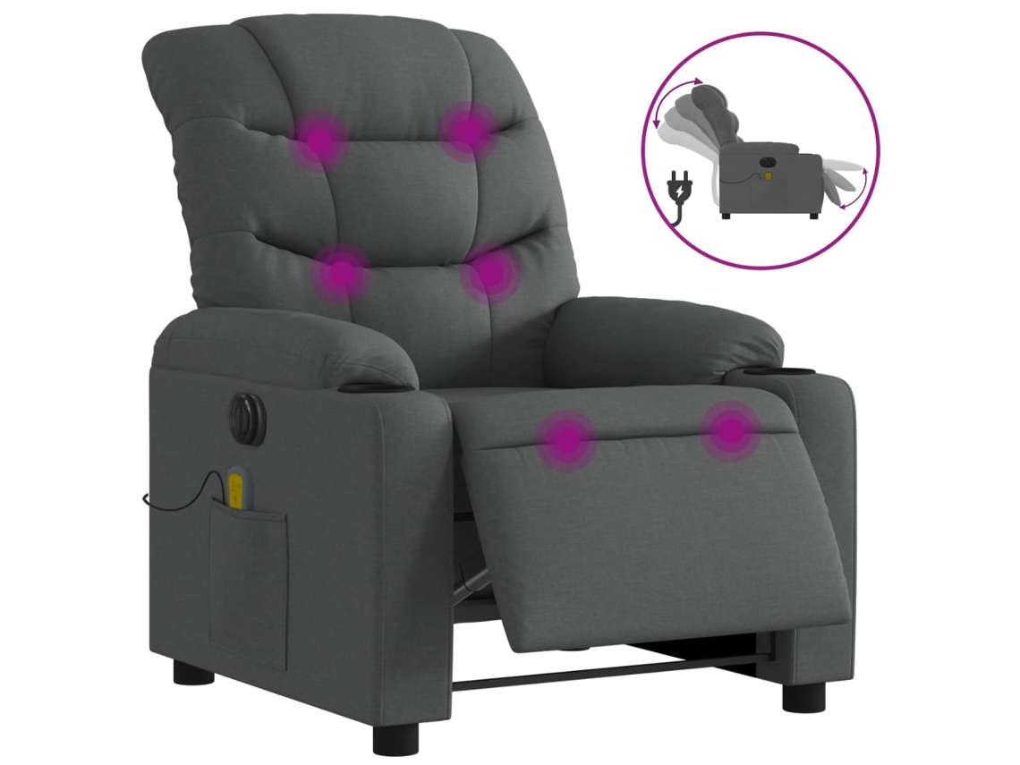 Electric Massage Recliner Chair, Electric Massage Recliner Chairs Vidaxl Cinzeto Tecido