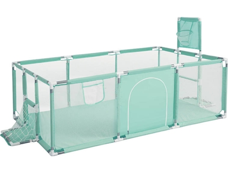 Parque Retangular MCBABY com Balizas (Verde Água - 190x129x66 cm)