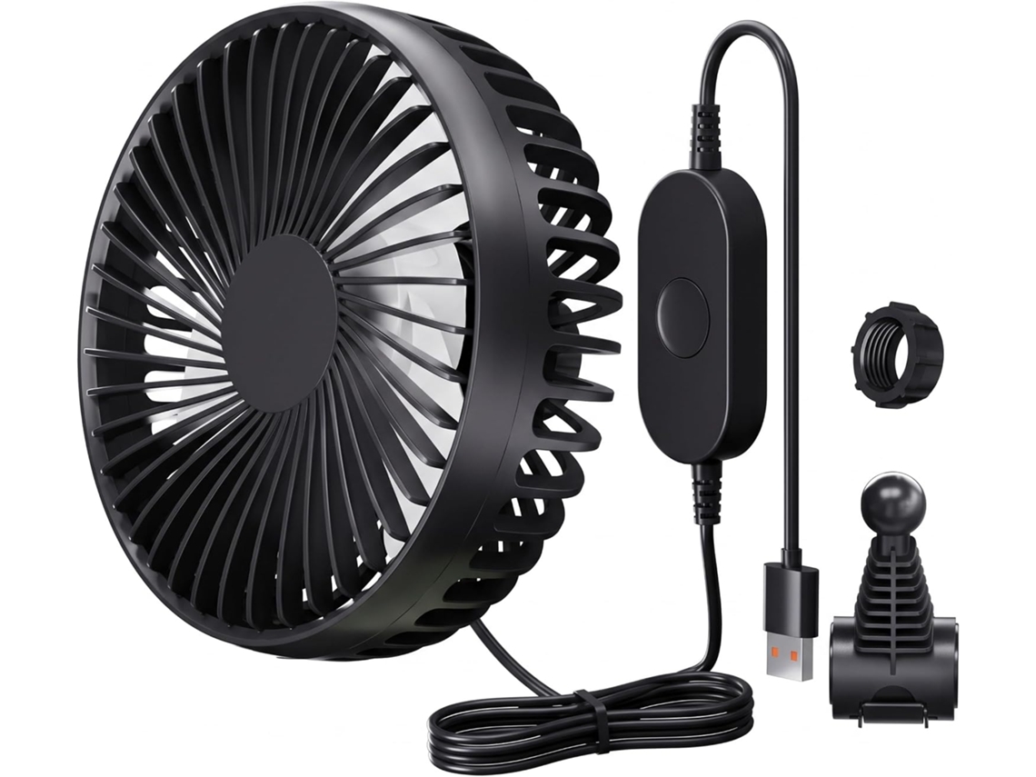 Ventilador De Encosto Cabeça Para Carro Com 3 Velocidades E Rotação 360°, Alimentado Por Usb, Compatível Com Veículos De