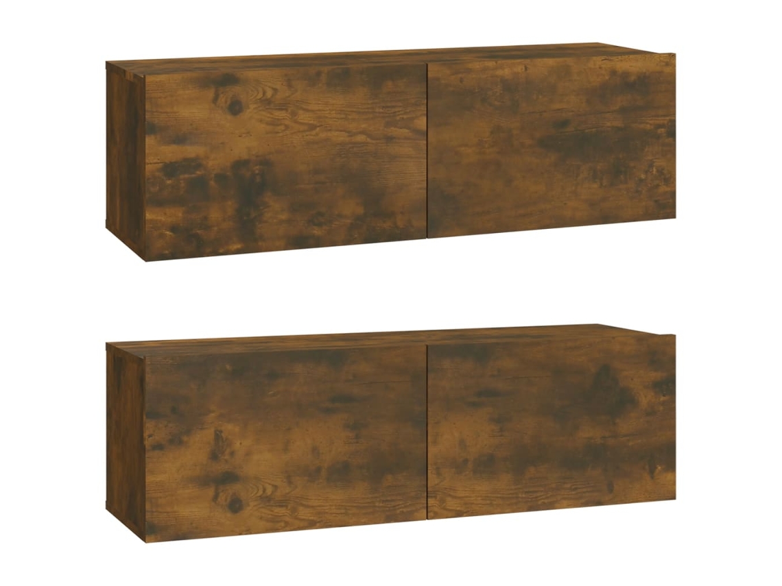 Conjunto de 2 Móveis Tv Parede Derivados Madeira Cor Fumado MAISON EXCLUSIVE (100x30x30 cm)