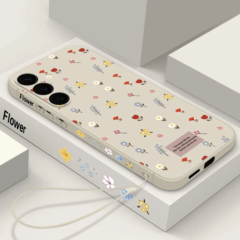 Capa Magnética Para Celular Galaxy S23 Fe Com Estampa Floral E Cordão (branco)