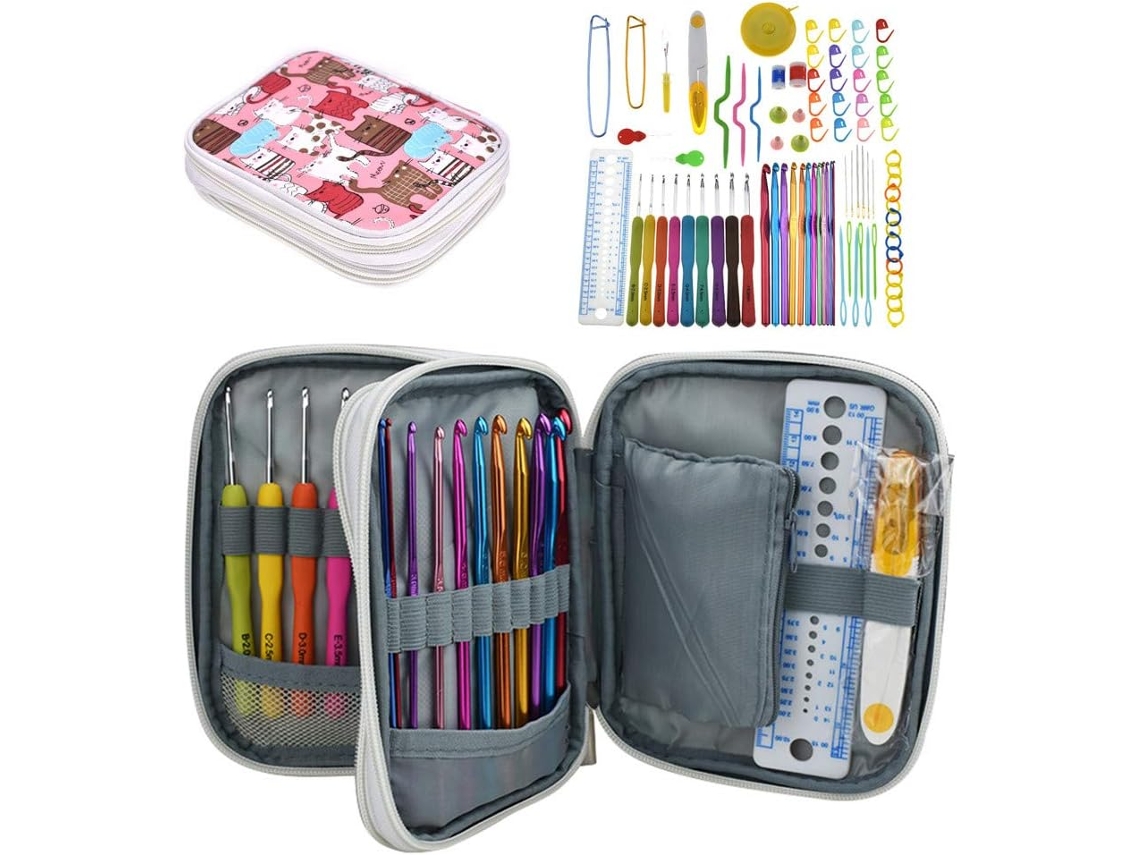 Conjunto de Agulhas de Crochê, 85 Peças, Ferramentas de Crochê Ergonômicas para Tricô. AQUAFORGE