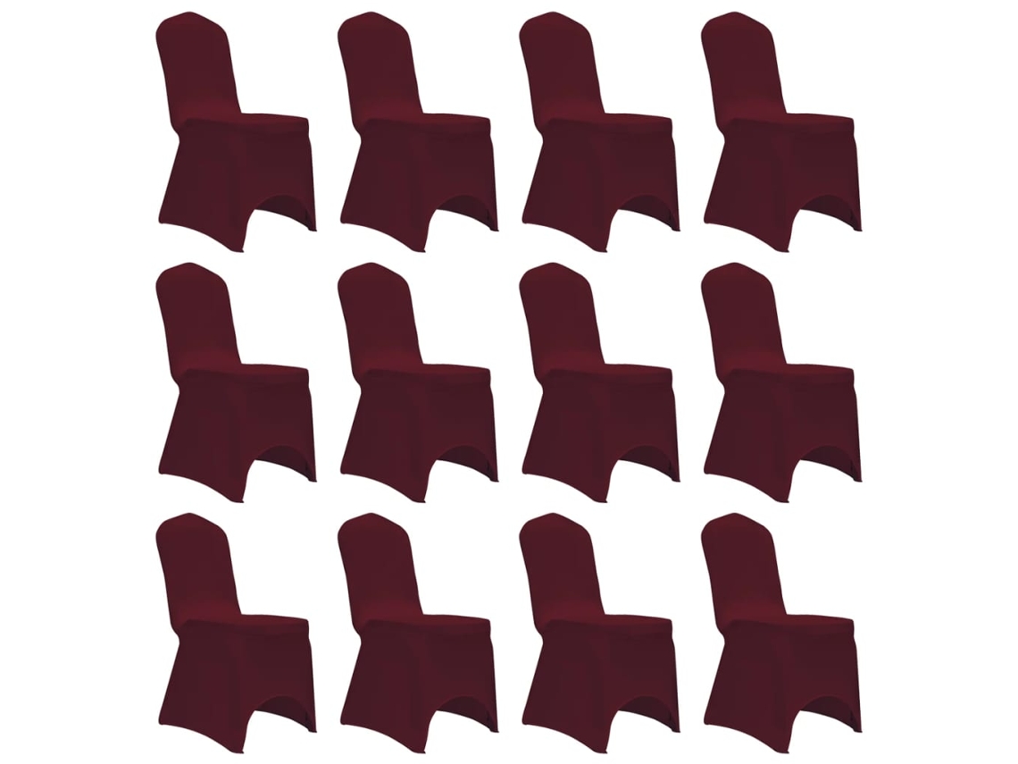 Vidaxl Capa Para Cadeira Elástica 12 Pcs Bordô