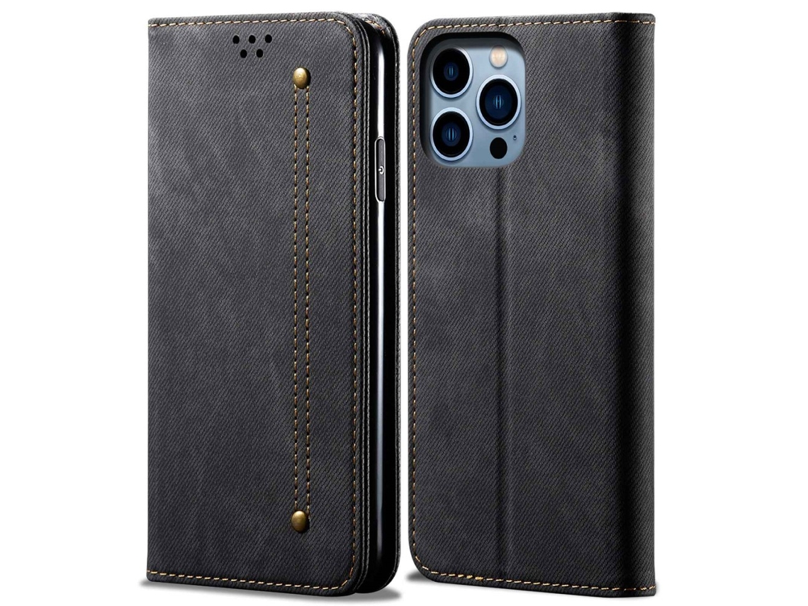 Capa Para Iphone 14 Pro Max Pele Sintética Magnética Preto