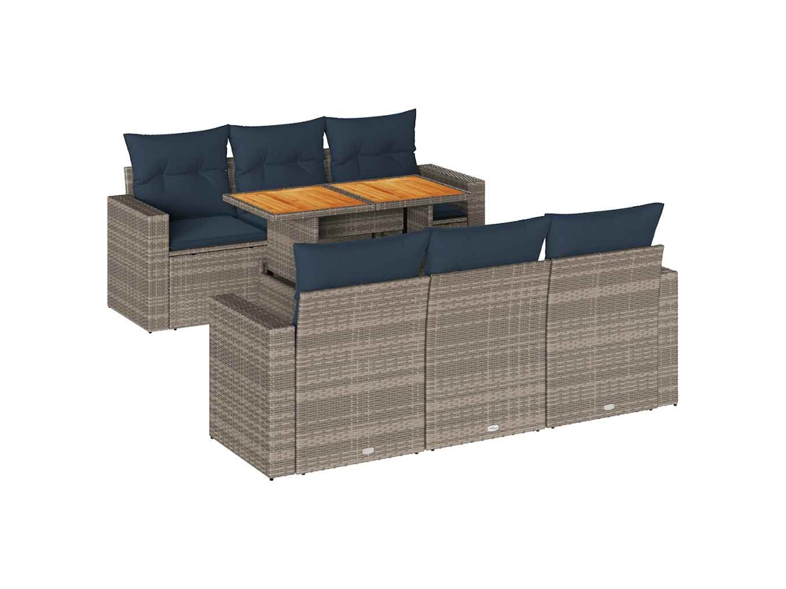 Conjunto de 7 Sofás para Jardim com Almofadas Vime Pe Cinza MAISON EXCLUSIVE (7 pcs)