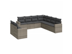 Maison Exclusive - 9 Pcs Conjunto Sofás P/ Jardim Com Almofadões Vime Pe Cinzento