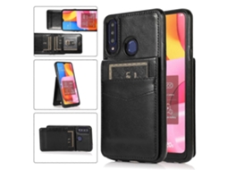 Capa Protetora De Cor Sólida Em Pc + Tpu Para Samsung Galaxy A20s Com Suporte E Compartimentos Para Cartões.