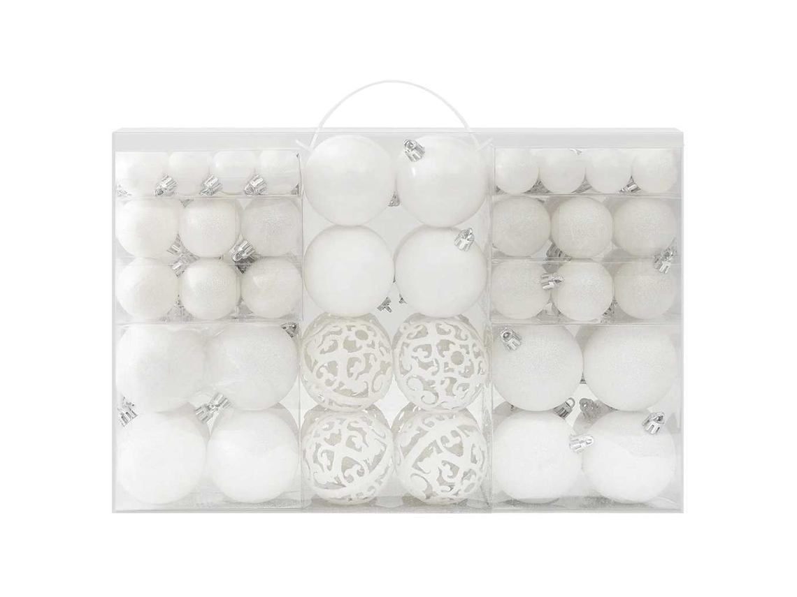 Conjunto 100 Conjunto Bolas Natal  Branco Plástico*