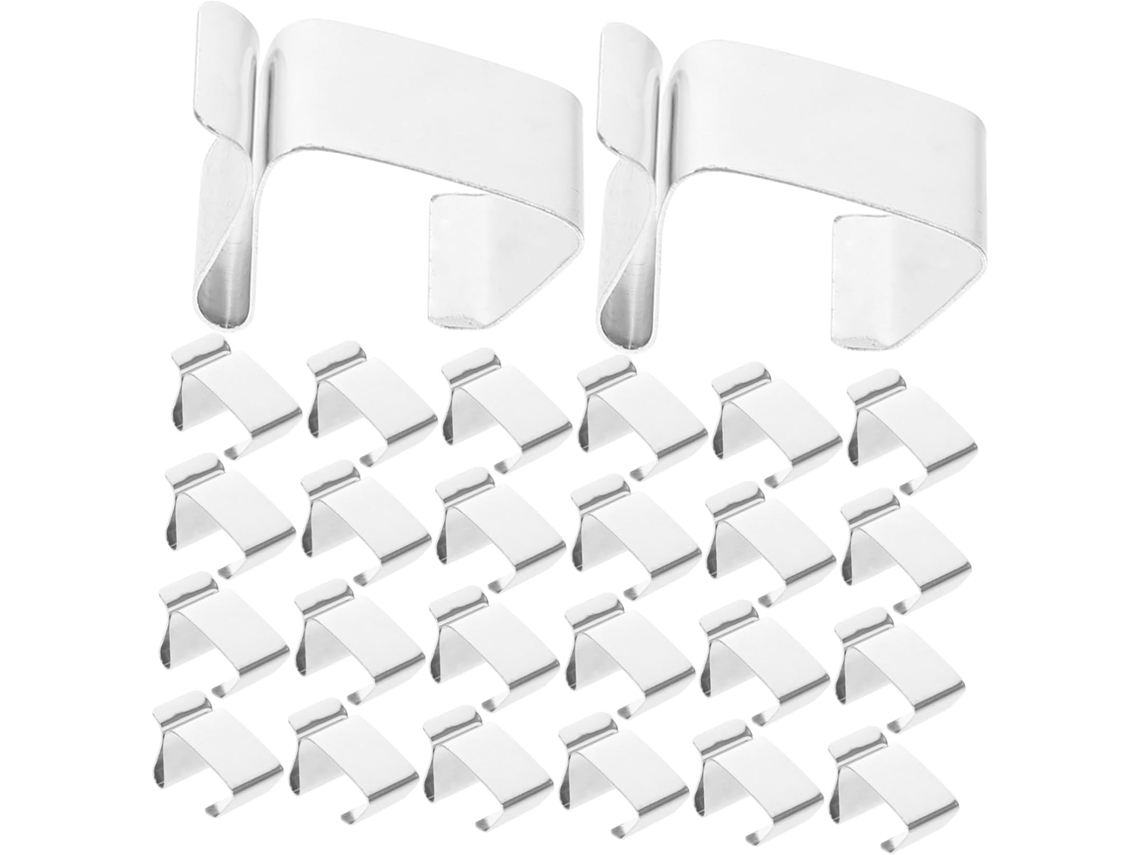 Kit de 50 Presilhas Metálicas para Calhas, Ideais para Iluminação Externa, Ganchos para Luzes de Natal Es À CHABERLU (tamanho P)