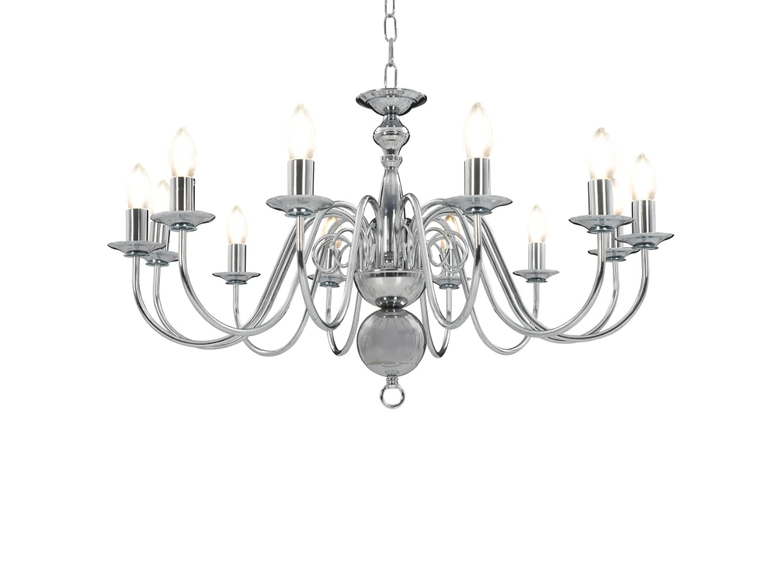 Vidaxl Lustre Com 12 Lâmpadas E14 Prateado