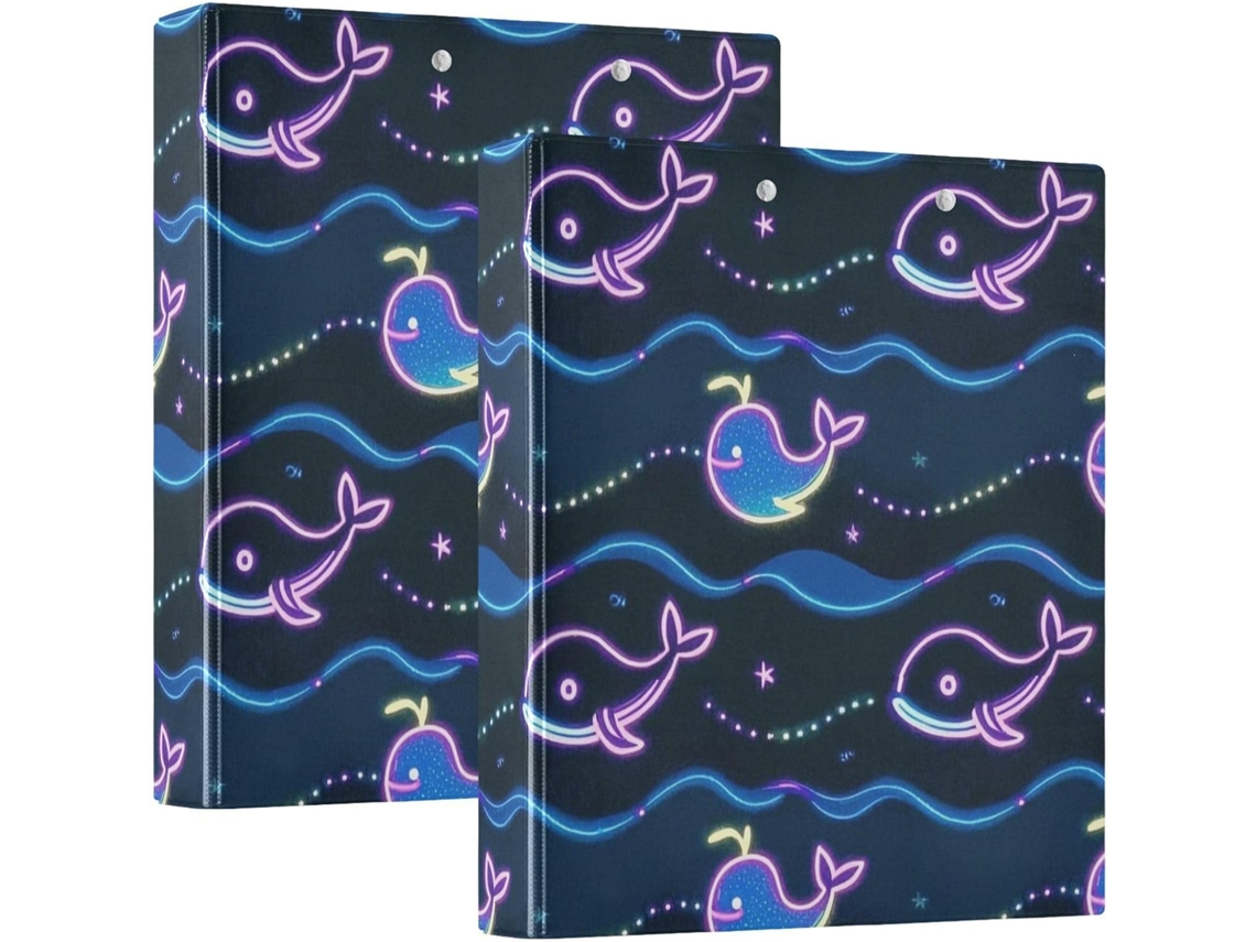 Pasta Escolar Wave Azul Fluorescente De 1-1 2 Polegadas, Com Três Argolas E Bolsos Internos, Pacote Com 1 2 Unidades