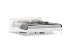 Cama Sem Colchão 180x200 cm Madeira de Pinho Maciça Branco MAISON EXCLUSIVE