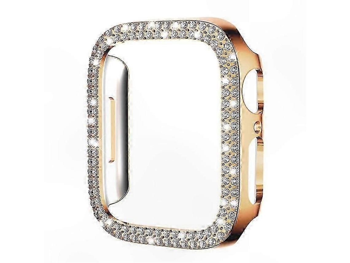 Capa De Policarbonato Vazada Com Diamantes Em Fileira Dupla Para Smartwatches.