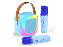 Máquina De Karaoke Portátil, Mini Coluna Bluetooth, Equipada Com 2 Microfones Sem Fios E Iluminação Rgb, Ideal Para Tvs Domésticas.