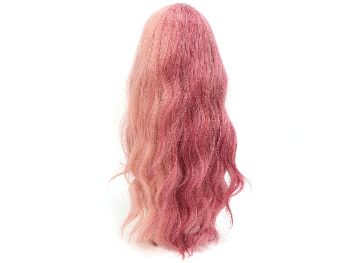 Peruca longa cacheada roxa e rosa com franja, resistente ao calor, modelo 2026, para mulheres.