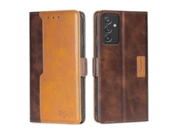 Capa De Couro Com Aba Horizontal, Textura Retrô E Cores Contrastantes, Com Fecho De Fivela E Suporte, Para Samsung Galaxy A82 5g / Quantum 2.