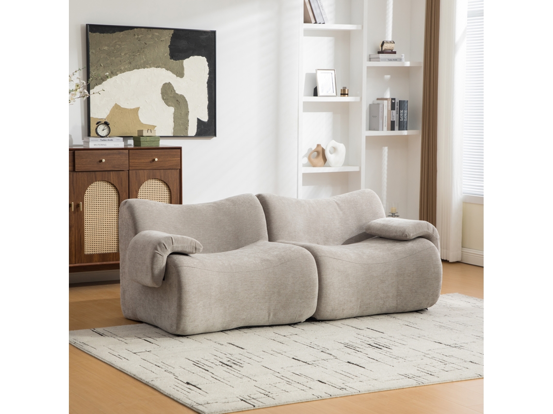 Cinza: Sofá Modular Em Chenille, 30d, Antiderrapante, Ideal Para Sala De Estar