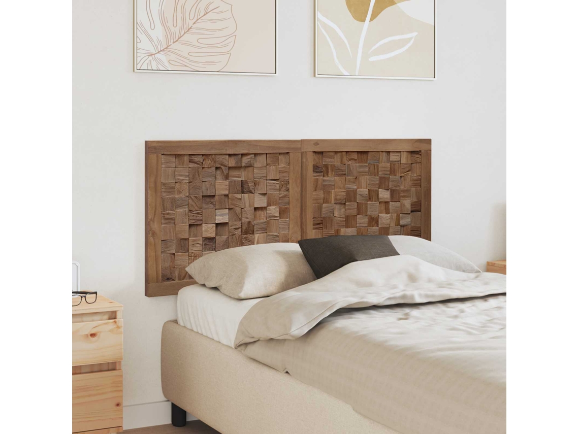 Vidaxl Cabeceira De Cama Natural Madeira De Teca Sólida