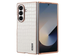 Capa Tkdaddy Azns Para Samsung Galaxy Z Fold7 5g Com Textura De Crocodilo Galvanizada Em Pu Capa De Pc Branca