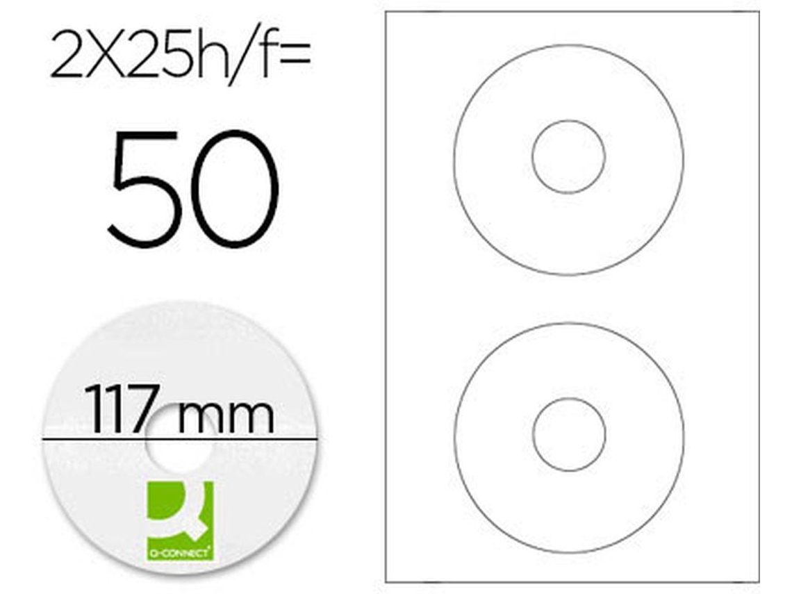 Etiquetas Adesivas A4 Q Connect 117 mm. Diametro