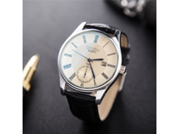 Relógio de quartzo à prova d'água com cristal de safira para casais (mostrador branco, pulseira preta para homens)