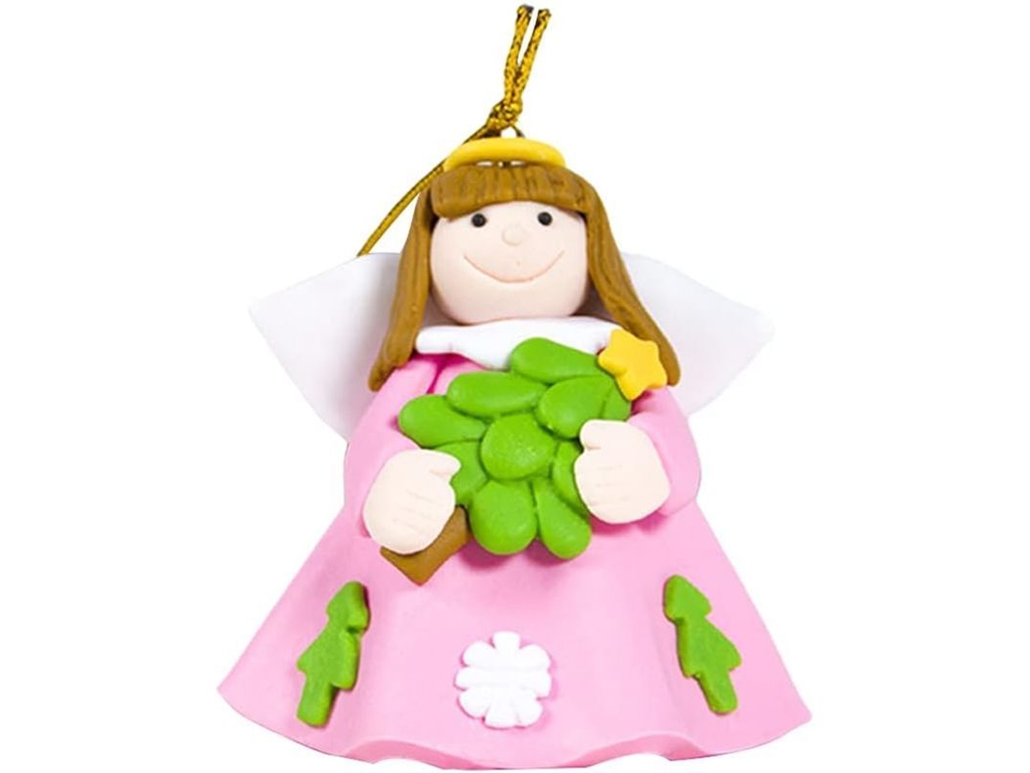 2 Pack Angelitos Colgantes De Cerámica Suave Para Decoración De Navidad Rosa