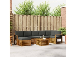 Vidaxl Conjunto De Sofás Para Exterior 8 Unid. Natural E Antracite