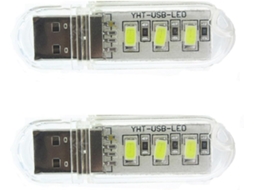 Luminária Noturna Led Usb Compacta 2 Unidades Com 3 Leds Cada,