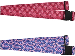 Conjunto De 2 Alças Divertidas Para Bagagem 1 Alça Xadrez Vermelho Escuro, 1 Alça Xadrez Azul Pêssego, 1 Etiqueta De