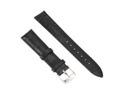 Pulseira de relógio ajustável em couro PU preto, acessório de substituição (20 mm)